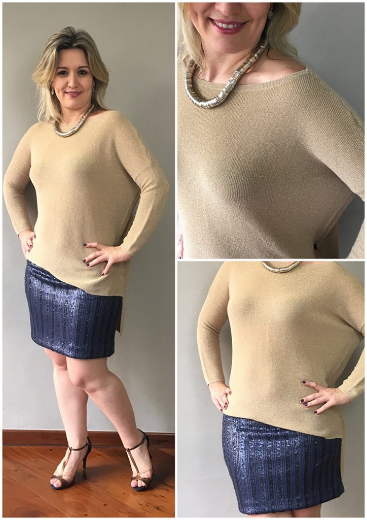 saia de paetês look intermediário